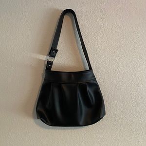 Trendy black ruched shoulder bag purse